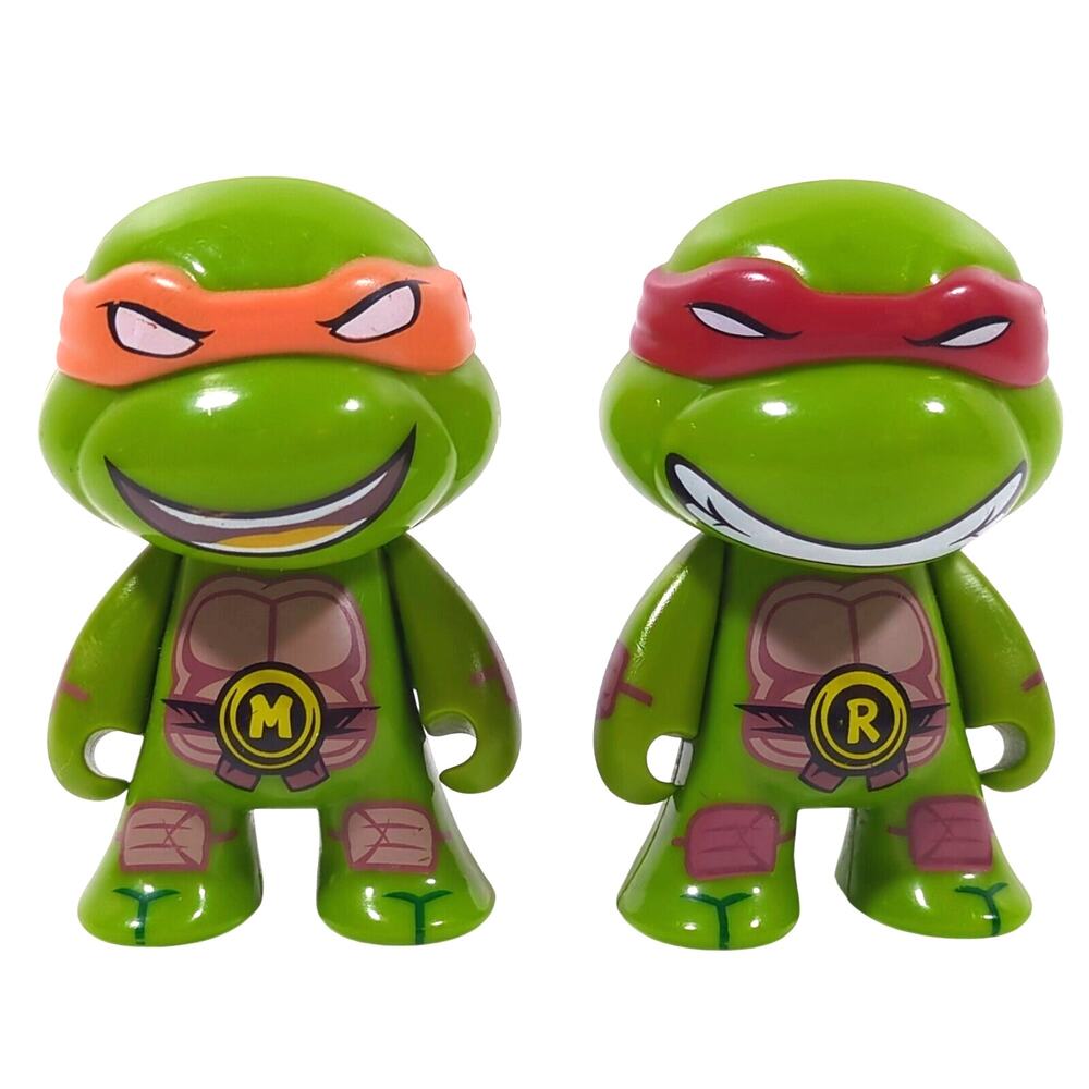 Kidrobot TMNT 3" Vinyl Figure Lot - Raphael & Michelangelo - Regular Edition